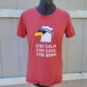 Life Is Good Stay Calm Stay Cool Stay Home Graphic Crusher Tee Tshirt Medium